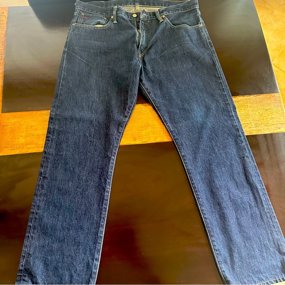 POLO RALPH LAUREN Slim Straight 018 dark denim Zipperfly Button blue jeans 36X30